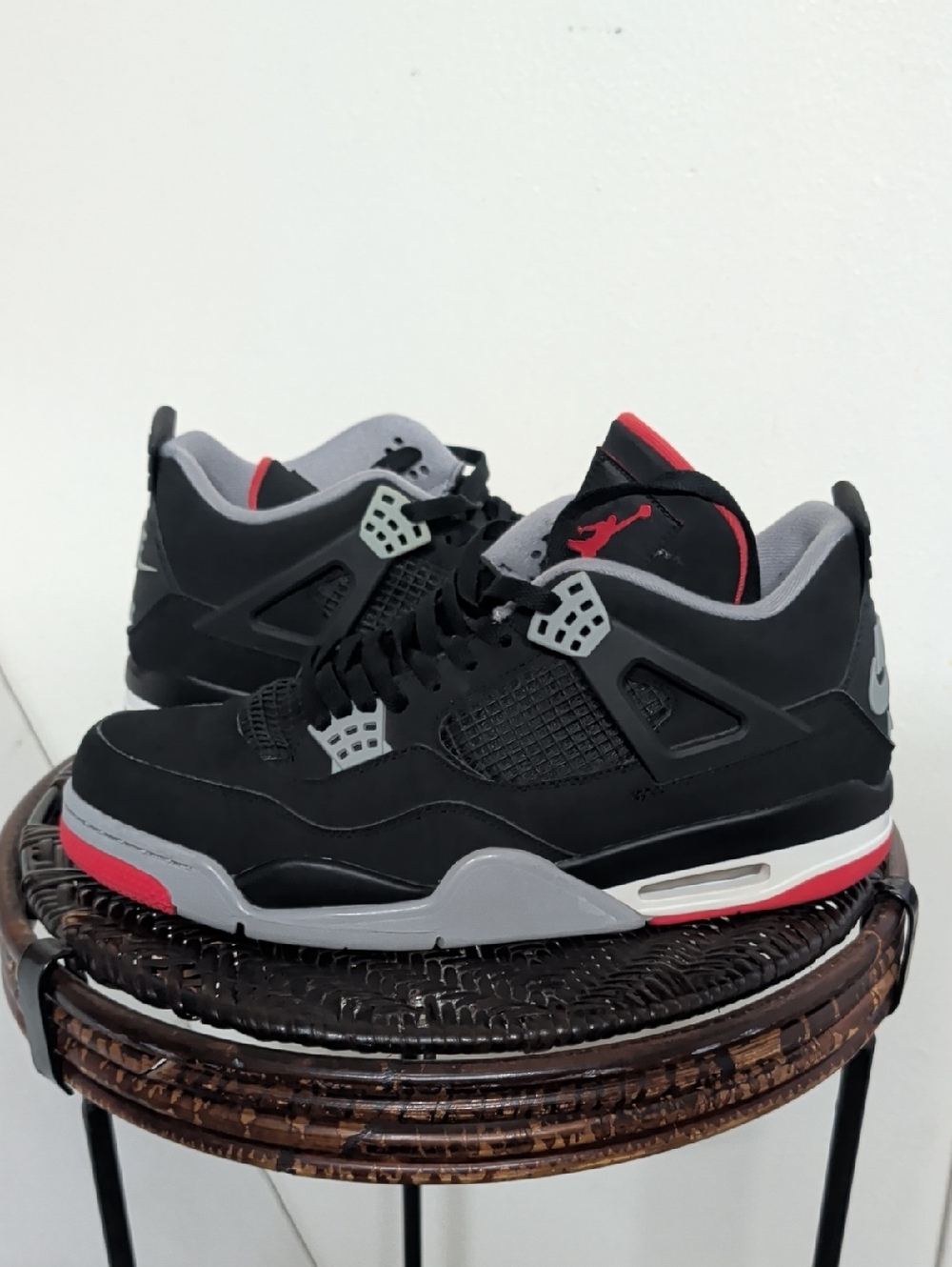 Nike Air Jordan 4 Retro Black Grey Red Men's Sneakers
